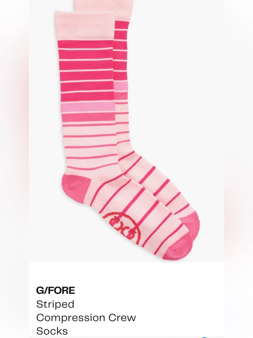 G/FORE Pink Striped Compression Crew Socks